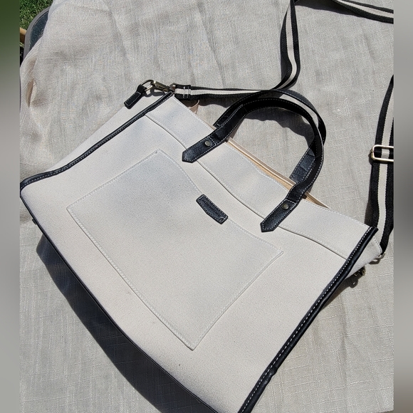 missnine Handbags - Missnine tote bag canvas leather laptop bag